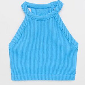 Aerie Superchill Seamless High Neck Bra Top - Blue - Size Small